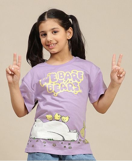 Kidsville We Bare Bears Featuring Full Sleeves Characters Printed Tee -Purple