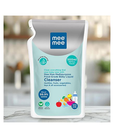 Mee Mee Food Grade Liquid Cleanser 500ml | Anti-Bacterial, Kills 99.9% Germs, 100% Natural Formula | For Baby Bottles, Accessories, Toys, Fruits & Veggies | One Drop Cleaning, Dermatologically Tested Online in India, Buy at Best Price from FirstCry.com - 19460150