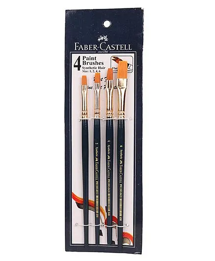 Faber Castell Synthetic Hair Flat Assorted Paint Brush Set of 4 - Blue