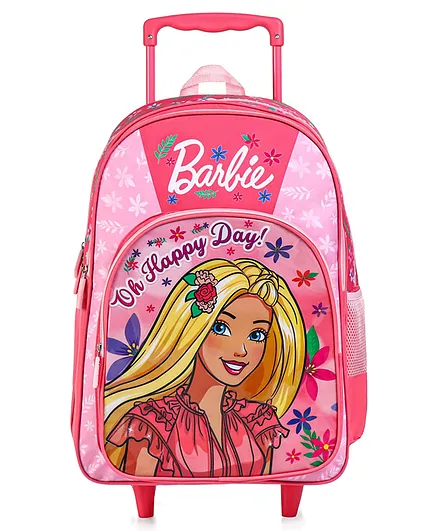Barbie Trolley School backpack with PVC embossed Front Pocket Pink 18  inches Online in India, Buy at Best Price from 19654917