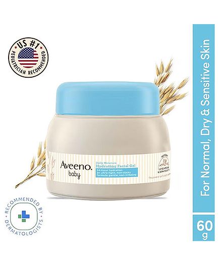 Aveeno Baby Daily Moisture Hydrating Facial Gel (cream) 60g I Ultra-Light | 24 Hours Moisturisation Face Cream | Triple Oat Extract & Avocado Oil I Paediatrician Recommended I Newborn Infants & Children