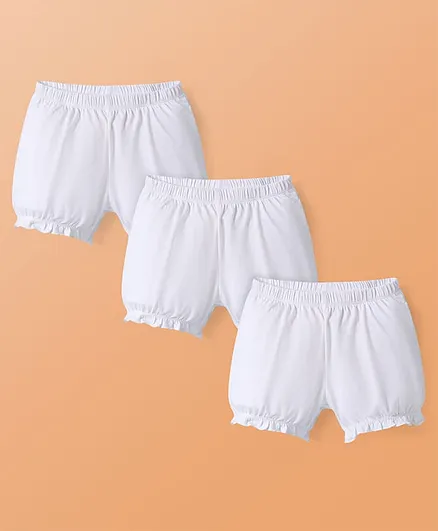 Pine Kids Cotton Knit Solid Color Bloomers Pack 3 - White