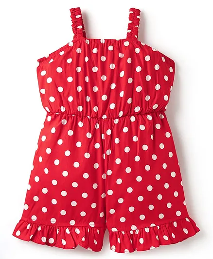 Buy Mark Mia Woven Sleeveless Jumpsuit With Polka Dots Frill Red for  Girls (2-3 Years) Online in India, Shop at 19837164