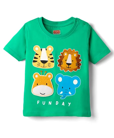 Buy Babyhug Cotton Knit Half Sleeves T-Shirt with Animal Print