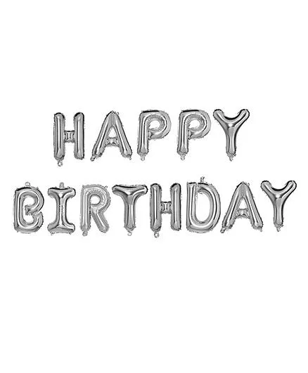 NHR Happy Birthday Letters Foil Balloon - Silver