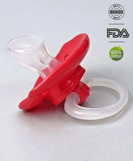 Babyhug Lips Shaped Silicone Orthodontic Soother With Cover - Red