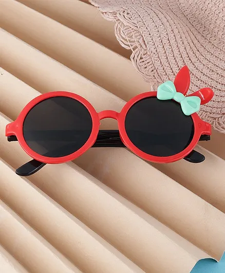 PASSION PETALS Bow & Bunny Ear Applique Detailed With UV Protected Sunglasses - Red