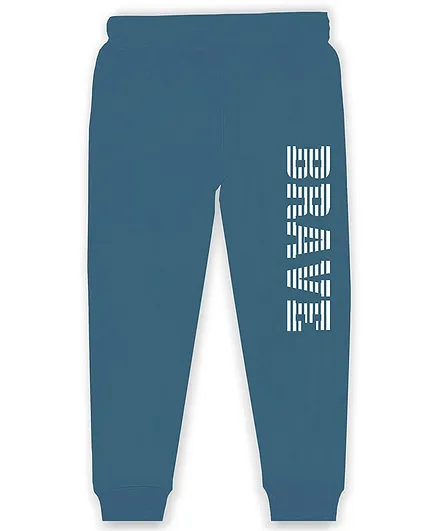 J&JP Cotton Looper Brave Text Printed Joggers - Ultramarine Blue