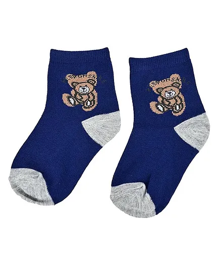 Kid-O-World Bear Designed Socks  - Dark Blue