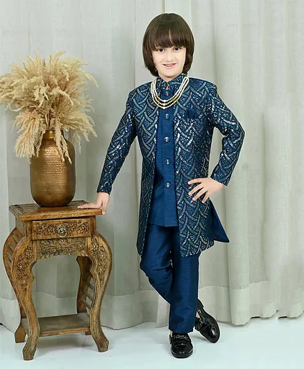 Buy Ahhaaaa Brocade Sequins Embellished Ethnic Designed Sherwani