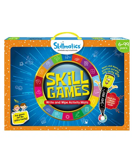 Skillmatics Skill Games Write & Wipe Activity Mats - Blue