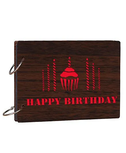 Studio Shubham Happy Birthday Wooden Scrap Book - Dark Brown 