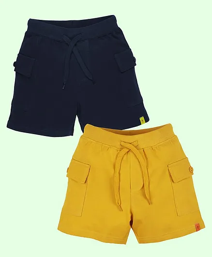 Buy Kiddopanti Pack of Cotton Solid Cargo Shorts Navy Blue