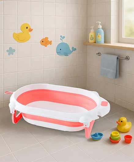 Babyhug Foldable Baby Bath Tub with Drain Plug Pink Online in India, Buy  at Best Price from 20102379