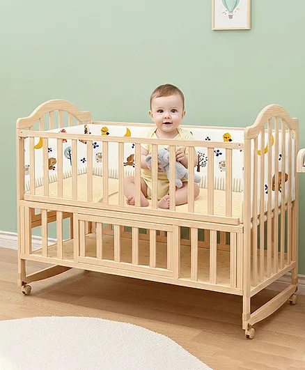 POLKA TOTS 12 in Elegant Wooden Rocking Cradle Baby Crib Cot