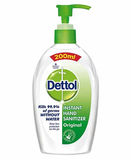 Dettol Hand Sanitizer Liquid Gel Pump 70% Alcohol Kills 99.9% Germs- 200ml 