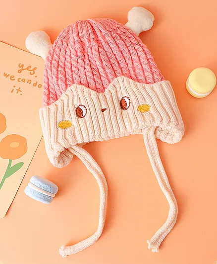 Babyhug Woollen Cap with Knot Ear Pink Diameter 14 cm Online
