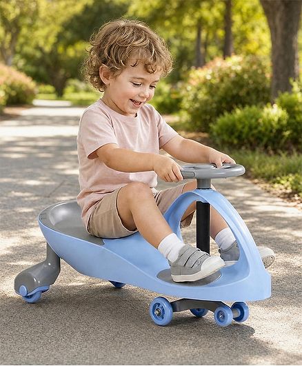 Kids Twister Swing Car with Light & Sound | Easy to Handle| Built for Rough Play| Encourages Physical Activity| Smooth Wheels| Colorful LED Lights - Blue