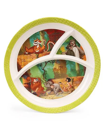 Disney Round Plate Jungle Book Print - Green Multi Colour 