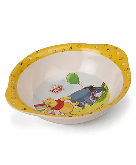 Winnie The Pooh Bowl With Handle Yellow White - 320 ml 