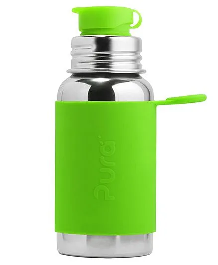 Pura Stainless Steel Sports Bottle With Silicone Cap Green - 550 ml