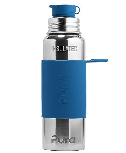 Pura Insulated Stainless Steel Sports Bottle With Silicone Cap Dark Blue - 650 ml