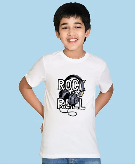 Buy NUSYL Cotton Blend Half Sleeves Rock And Roll Text