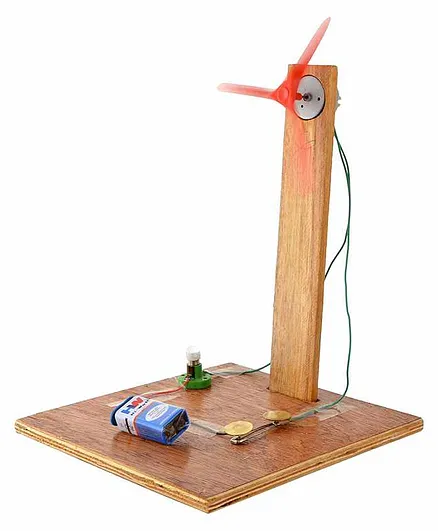 ProjectsforSchool DIY Wind Mill With Battery Kit Pack of 11 Pieces - Multicolour
