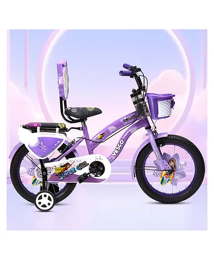 Vesco Super Girl 16 Inch Kids Bicycle for Girls With Basket