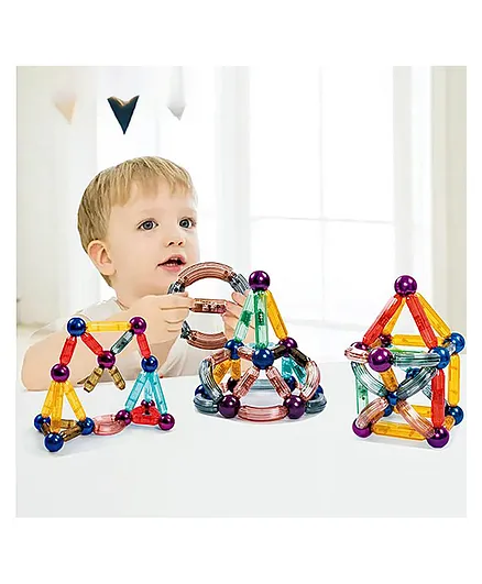 FUNVERSE Magnetic Building Blocks,Large 3D Clear Magnets STEM Educational  Construction Toys,Sensory Montessori Preschool Magnetic Building Sticks