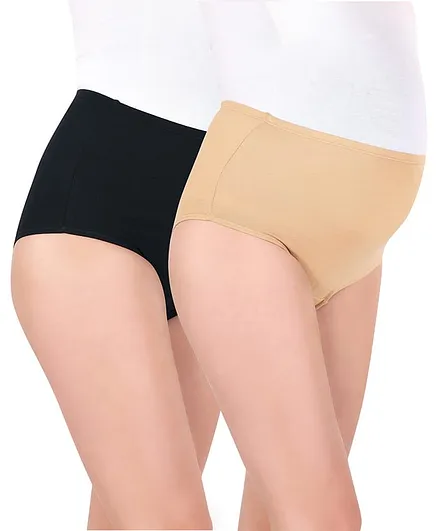 Bella Mama Cotton Elastane High Coverage Panties Pack of 2 (Color & Print May Vary)