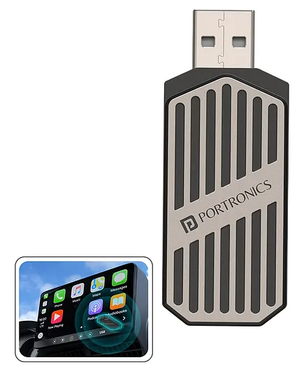 Portronics Tune, 2-in-1 Wireless Car Receiver, Converts Wired Auto