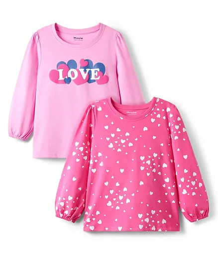 Honeyhap 100% Premium Cotton Bio Finish Full Sleeves Tops With Hearts Print  Pack Of Fandango Pink Bonbon Online in India, Buy at Best Price from 