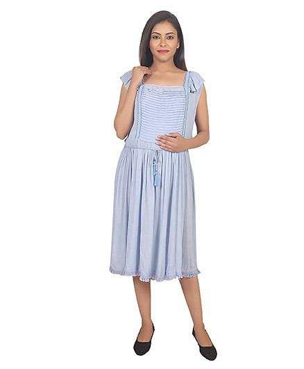 9teenagain Rayon Crepe Maternity Dress Light Blue Online In India