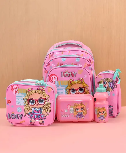 Elecart 5-in-1 Loly School Bag Combo Set Backpack, Lunch Bag, Tiffin Box,  Water Bottle Pencil Pouch Bright Practical Back-to-School Essentials  for