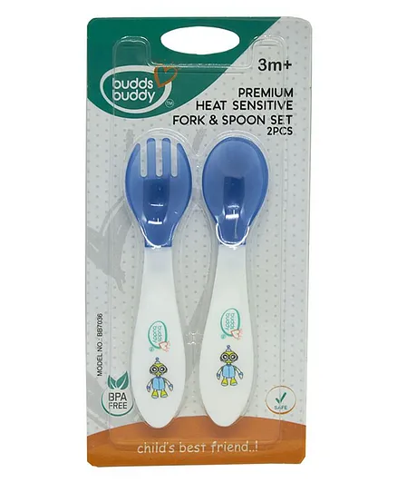 Buddsbuddy Premium Heat Sensitive Fork And Spoon Set - Blue