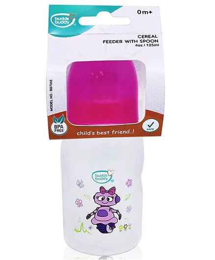 Buddsbuddy Cereal Feeder With Spoon Pink - 125 ml