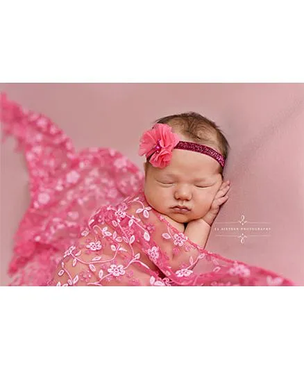 Babymoon Floral Designer Lace New Born Baby Photography Wrap - Pink