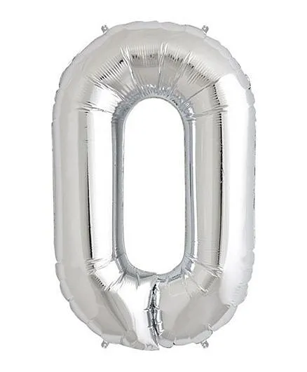 Shopperskart Helium Foil Balloon Number 0 Shape - Silver