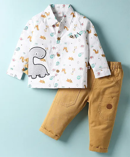 Buy WOW Poplin Woven Full Sleeves Animal Printed Shirt With Dino