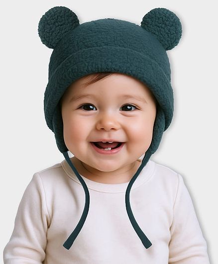 Mi Arcus Ears Applique & Fur Detailed Cap - Green Online in India, Buy at Best Price from FirstCry.com - 20866826