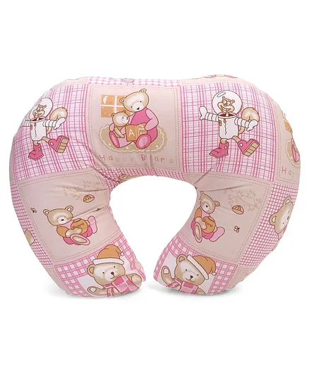 Babyhug Cotton Feeding Pillow Teddy Bear Print - Pink
