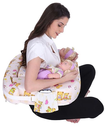 Momtobe Twin Nursing Pillow Bear Print Off White Online In India