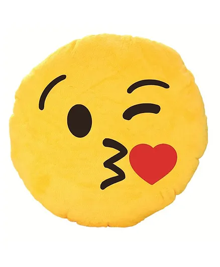 Skylofts Flying Kiss Emoticon Cushion - Yellow