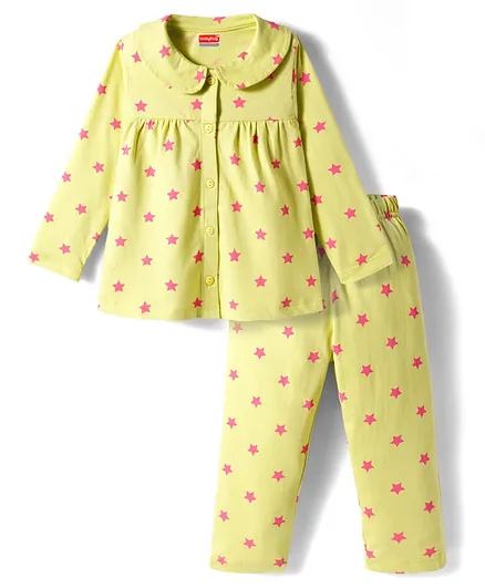 Buy Babyhug Cotton Knit Full Sleeves Front Open Co-ord Night Suit