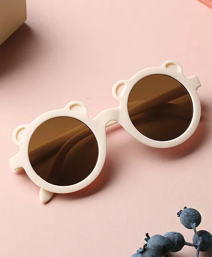 Kicks & Crawl Baby Bear Ears Designed Round Sunglasses - White