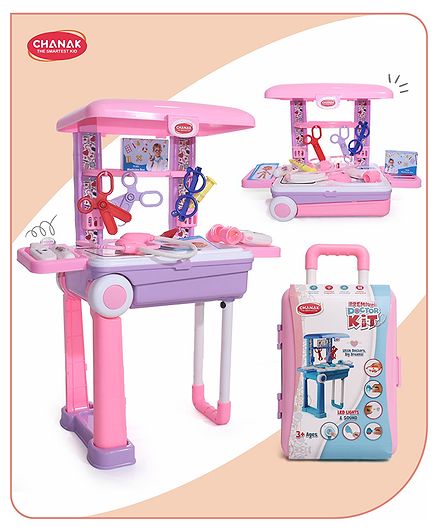 Aditi Toys Premium Doctor Set with Pull & Push Trolley for Kids,Doctor Set with LED Light Instruments, Pretend Play Doctor Set for Kids Above 3 Years, 13 Piece Doctor Kit, BIS Approved (Multicolor)