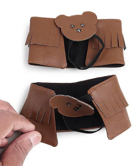 Tipy Tipy Tap Teddy Bear Face Applique Detailed & Stone Embellished Footless Shoes - Brown