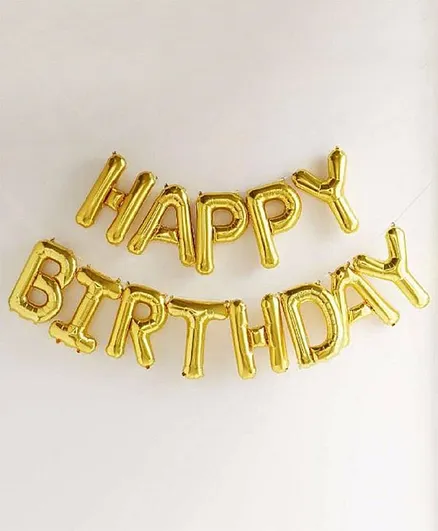 Shopperskart Happy Birthday Foil Balloons Golden - 13 Letters