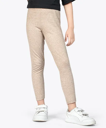 Ariel Cotton Knit Solid Leggings - Peach